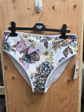 Maaji Size 3XL White Floral Reversible High Rise Bikini Bottom